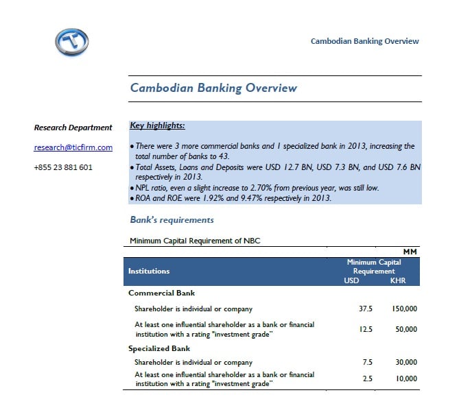 Cambodian Banking Overview